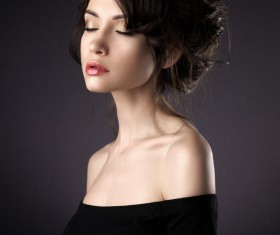 Beautiful girl in black evening dress Stock Photo 07