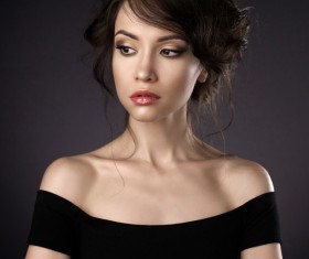 Beautiful girl in black evening dress Stock Photo 08