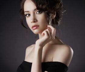 Beautiful girl in black evening dress Stock Photo 09