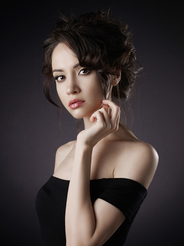 Beautiful girl in black evening dress Stock Photo 09