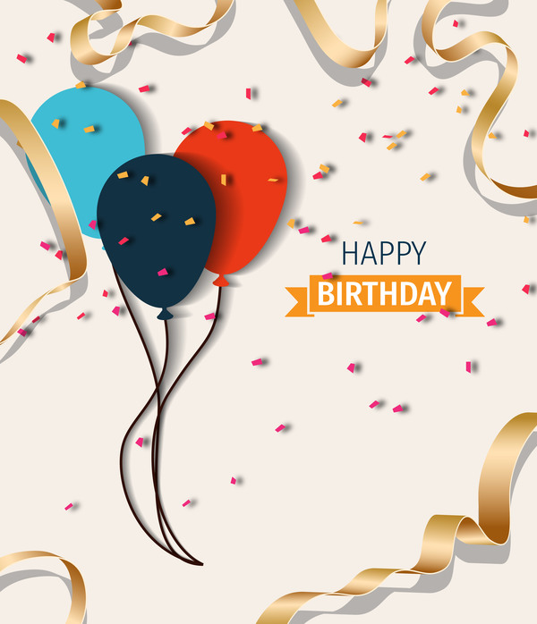 Beige birthday background with balloon decor vector