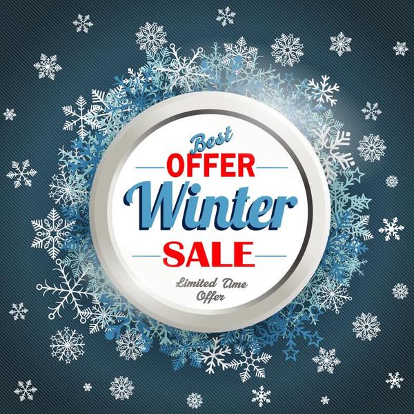 Best offer winter sale with snow frame vector