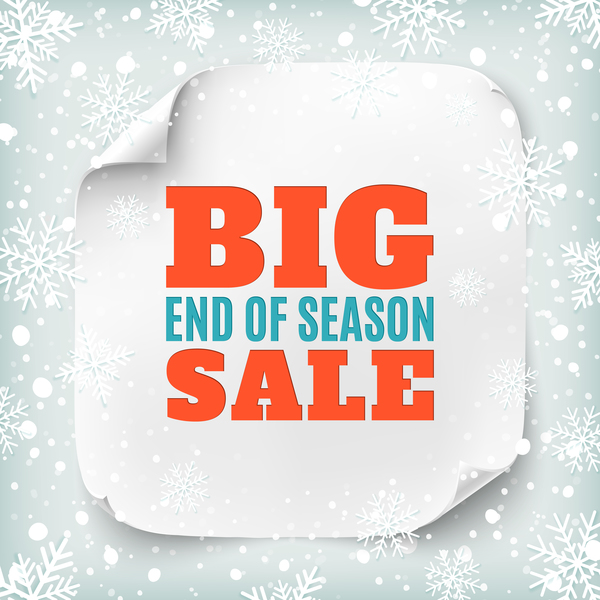 Big sale poster with christmas snow background vector