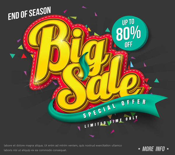 Big sale with special offer poster vector material