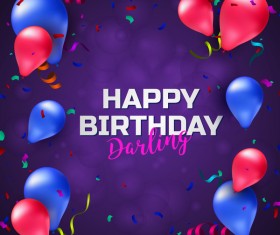 Birthday background with balloons and confetti vector 01