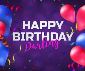 Birthday background with balloons and confetti vector 02