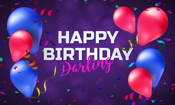 Birthday background with balloons and confetti vector 02