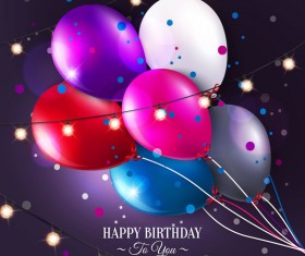 Birthday balloons with light buld decor vector