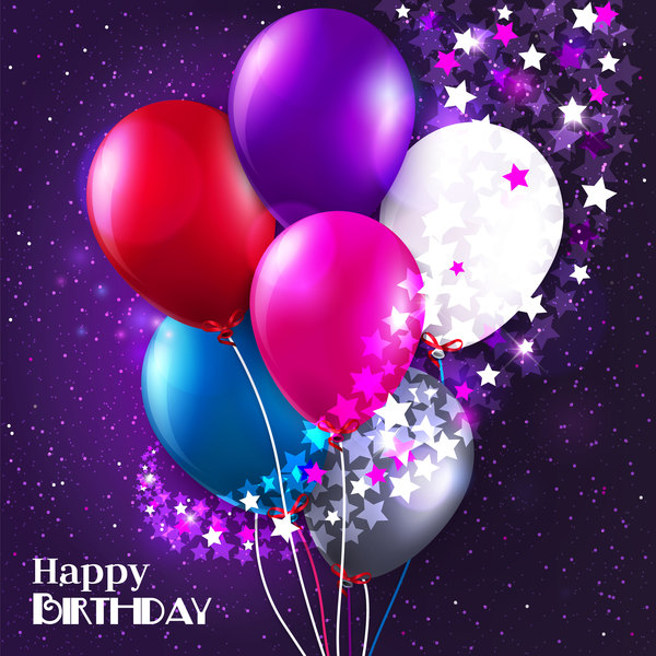 Birthday balloons with stars vector material