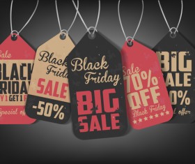 Black Friday big sale tags retro vectors