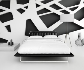 Black and white collocation of the bedroom Stock Photo