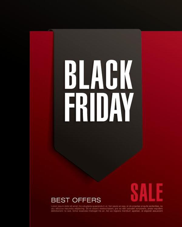 Black firday sale template red vector 04