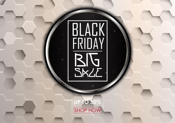 Black friday big sale background with white hexagon vector 01