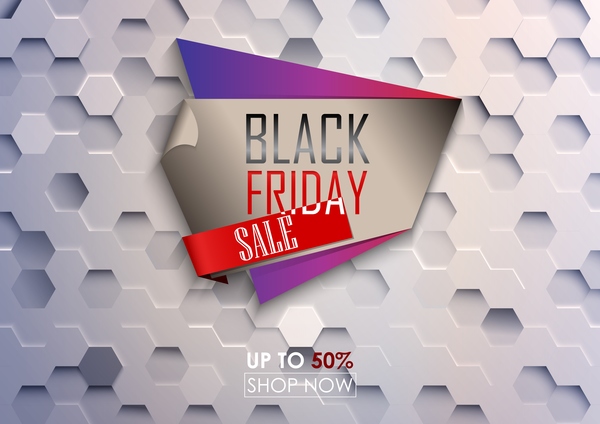 Black friday big sale background with white hexagon vector 02