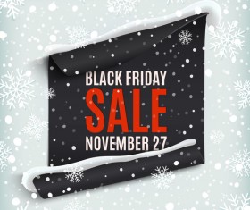 Black friday sale poster with snow background vector 01