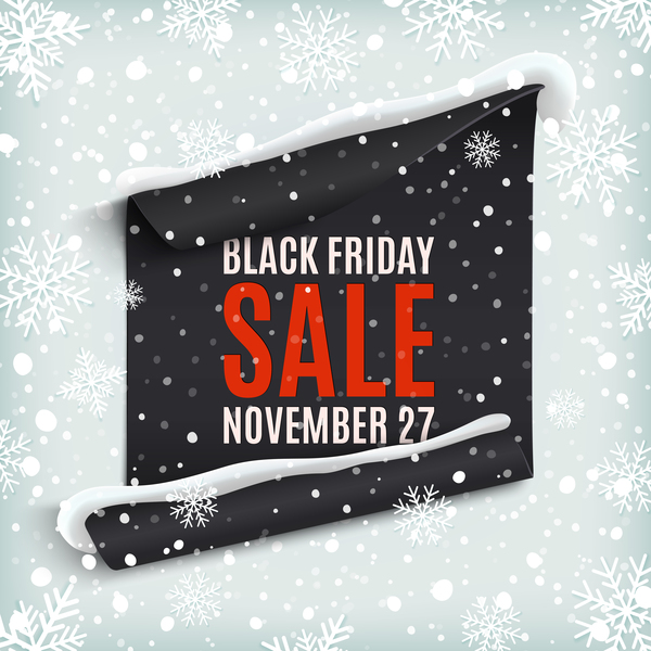 Black friday sale poster with snow background vector 01