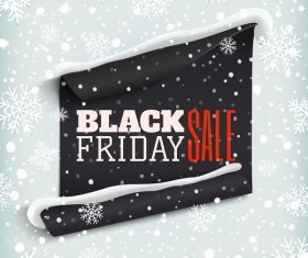 Black friday sale poster with snow background vector 02