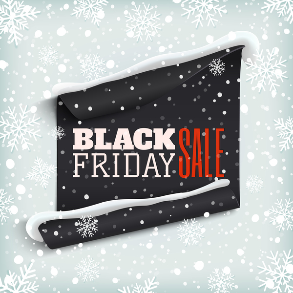 Black friday sale poster with snow background vector 02