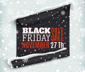 Black friday sale poster with snow background vector 03