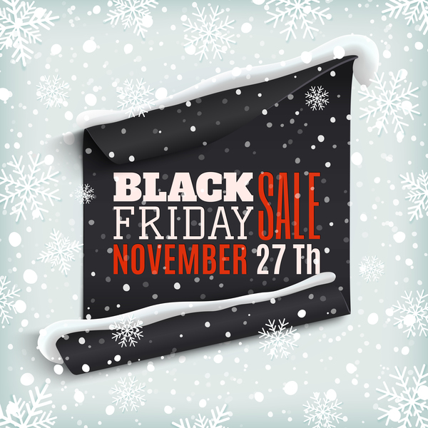 Black friday sale poster with snow background vector 03
