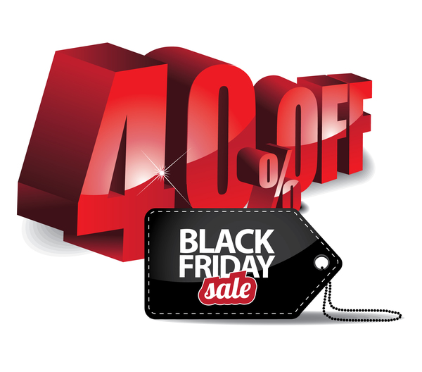 Black friday sale tag with discount vector 04