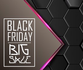 Black friday sale with hexagon 3D background vector 03