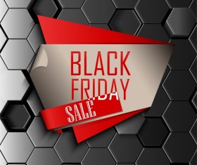 Black friday sale with hexagon 3D background vector 05