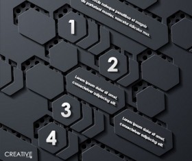 Black metal infographic template vectors 03