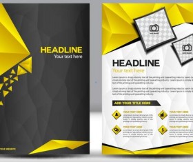 Black with yellow comany flyer and cover brochure template vector 01