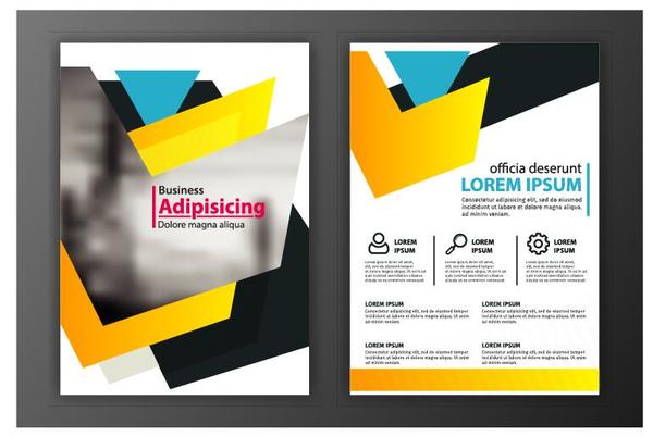 Black with yellow comany flyer and cover brochure template vector 02