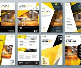 Black with yellow comany flyer and cover brochure template vector 05