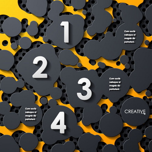 Black with yellow metal infographic template vector 01