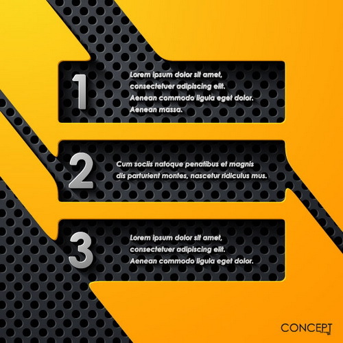 Black with yellow metal infographic template vector 03