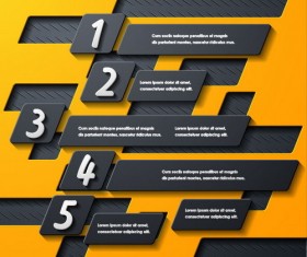 Black with yellow metal infographic template vector 05