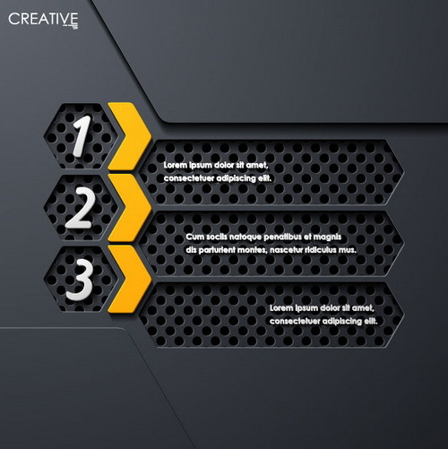Black with yellow metal infographic template vector 06