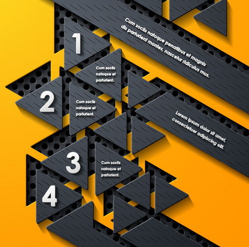 Black with yellow metal infographic template vector 07