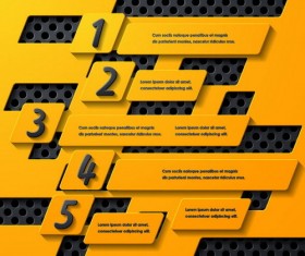 Black with yellow metal infographic template vector 09