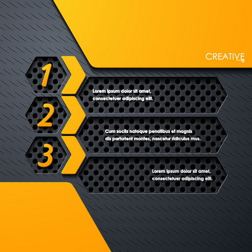 Black with yellow metal infographic template vector 10