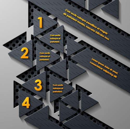 Black with yellow metal infographic template vector 11