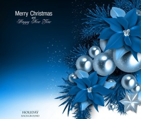 Blue christmas background with shiny jewelry vector 01