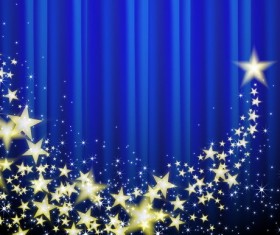 Blue curtain background with golden stars vector