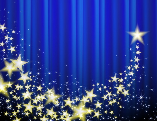 Blue curtain background with golden stars vector