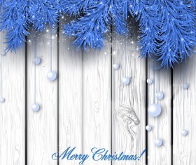 Blue pine needles with christmas background vector