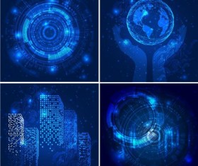 Blue tech background vectors 05