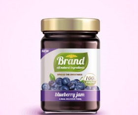 Blueberry jam package jar vector