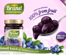 Blueberry jam poster template vectors 02