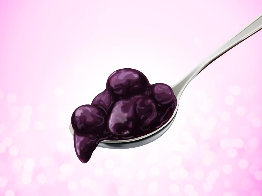 Blueberry jam with spoon vector