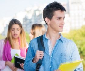 Boys on college campuses Stock Photo