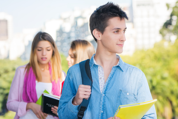 Boys on college campuses Stock Photo