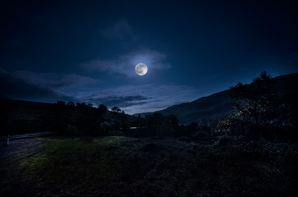 Bright moonlight at night Stock Photo 01